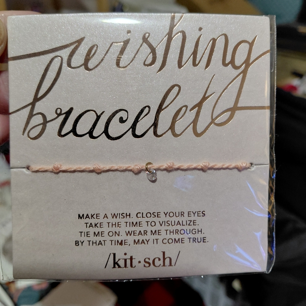 Kitsch Gold and Pink Wishing Bracelet Stone